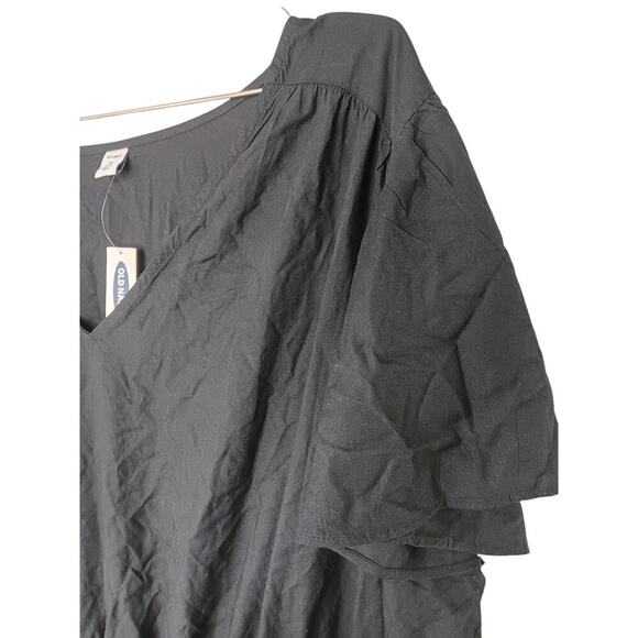 Old Navy Black Tiered V-Neck Dress 4X Plus Size NWT Lightweight Flowy - Picture 5 of 11